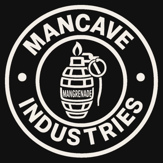 Mancave Industries seal with the Mangrenade at its centre